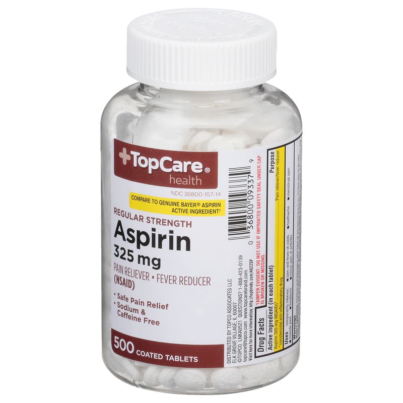 TopCare Aspirin - 325 mg Lightly Coated, 500 each