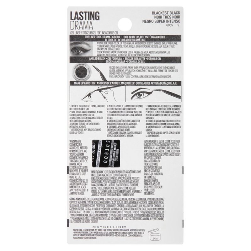 Maybelline New York Lasting Drama 950 Blackest Black Waterproof Gel Eyeliner, 0.11 oz