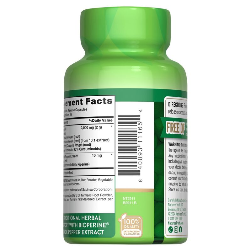 Nature's Truth Standardized Turmeric Curcumin Complex Herbal Supplement, 90 count