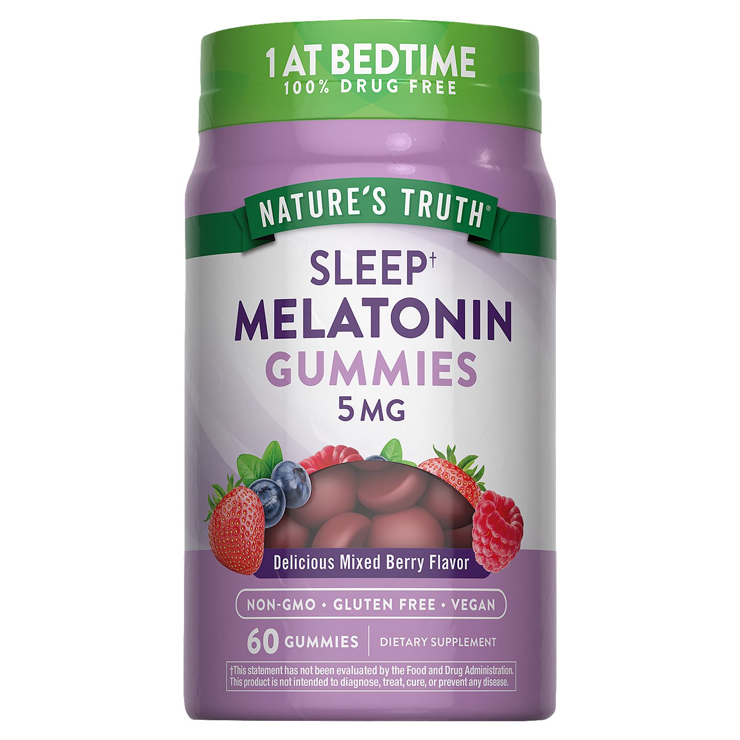 Nature's Truth Sleep Melatonin Delicious Mixed Berry Flavor Dietary Supplement, 5 mg, 60 count