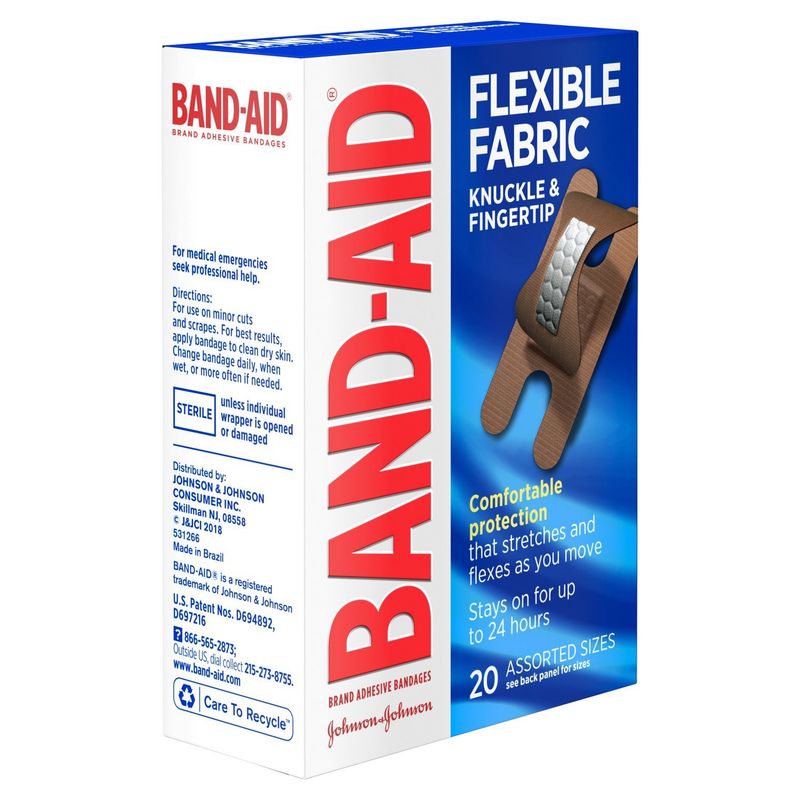 Band-Aid Flexible Fabric Knuckle &amp; Fingertip Adhesive Bandages, 20 count