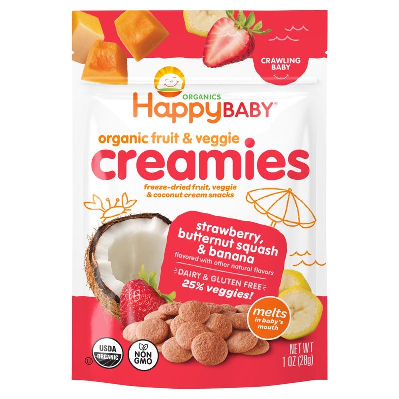 Happy Baby Organics Organic Strawberry, Butternut Squash &amp; Banana Baby Food, 1 oz
