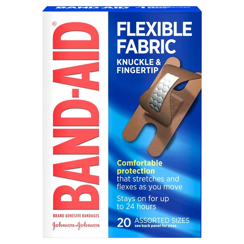 Band-Aid Flexible Fabric Knuckle &amp; Fingertip Adhesive Bandages, 20 count