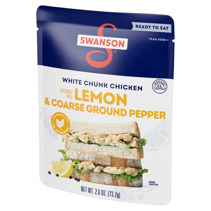 Swanson White Chunk Chicken Seasoned with Lemon &amp; Coarse Ground Pepper, 2.6 oz