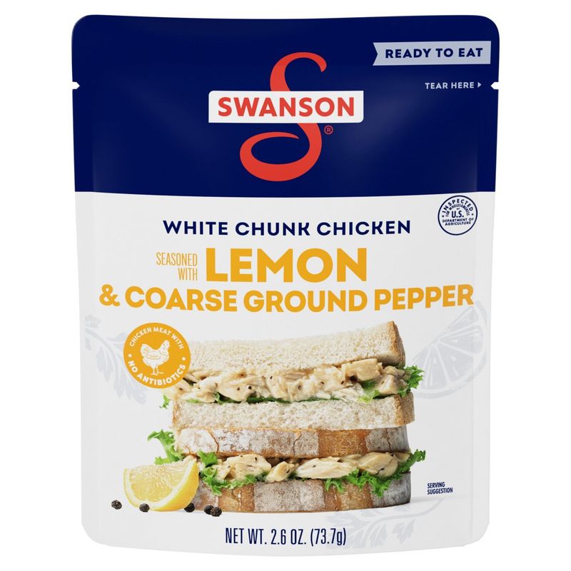 Swanson White Chunk Chicken Seasoned with Lemon &amp; Coarse Ground Pepper, 2.6 oz