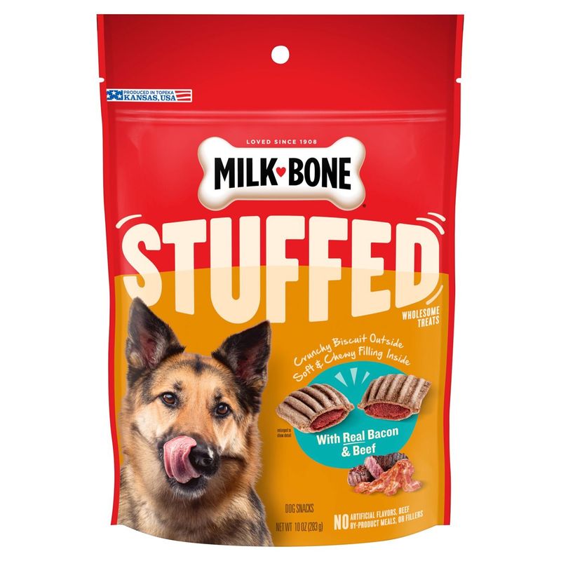 Milk-Bone with Real Bacon &amp; Beef Stuffed Dog Snacks, 10 oz