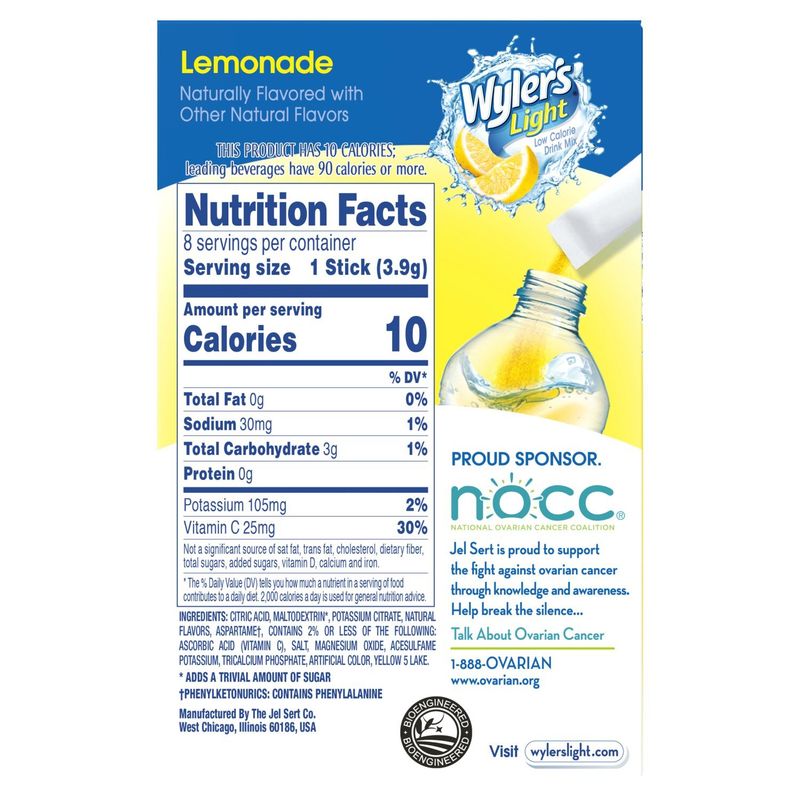 Wyler's Light Lemonade Low Calorie Drink Mix, 8 count, 1.09 oz