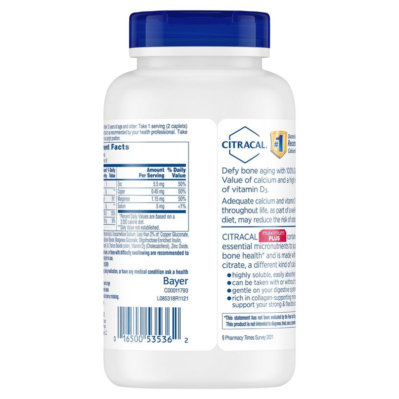 Citracal Maximum Plus +D3 Calcium Supplement, 180 count