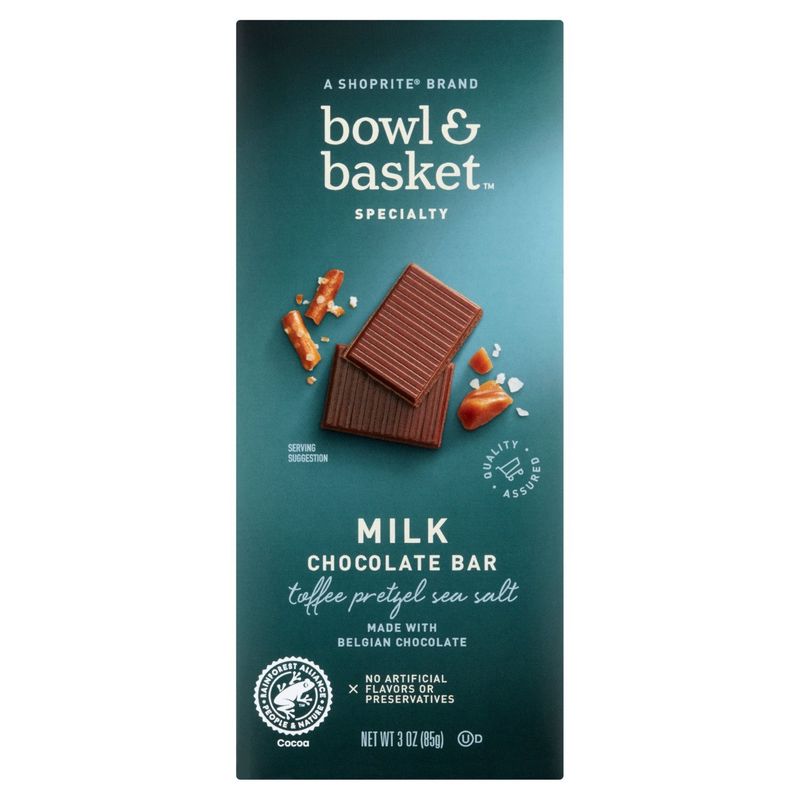 Bowl &amp; Basket Specialty Toffee Pretzel Sea Salt Milk Chocolate Bar, 3 oz