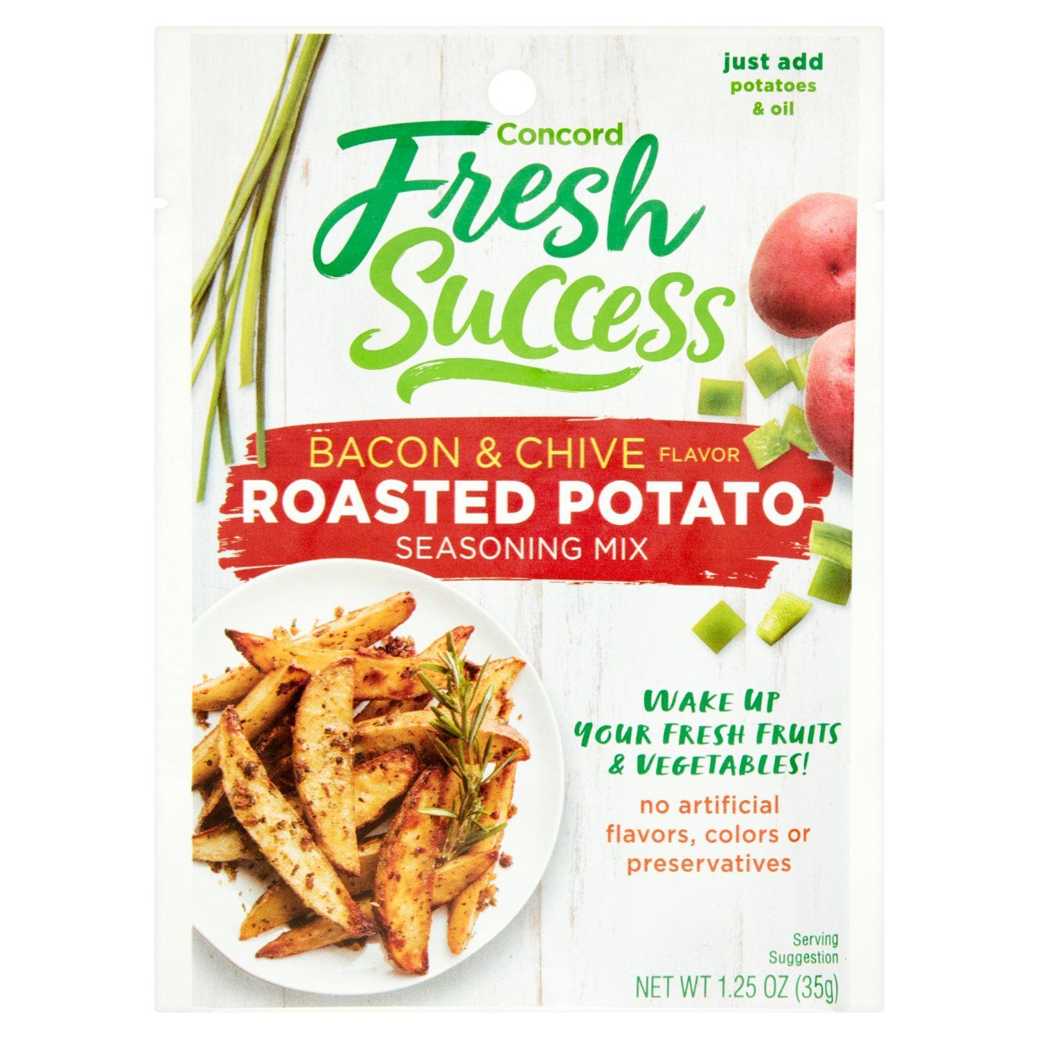 Concord Fresh Success Bacon &amp; Chive Flavor Roasted Potato Seasoning Mix, 1.25 oz