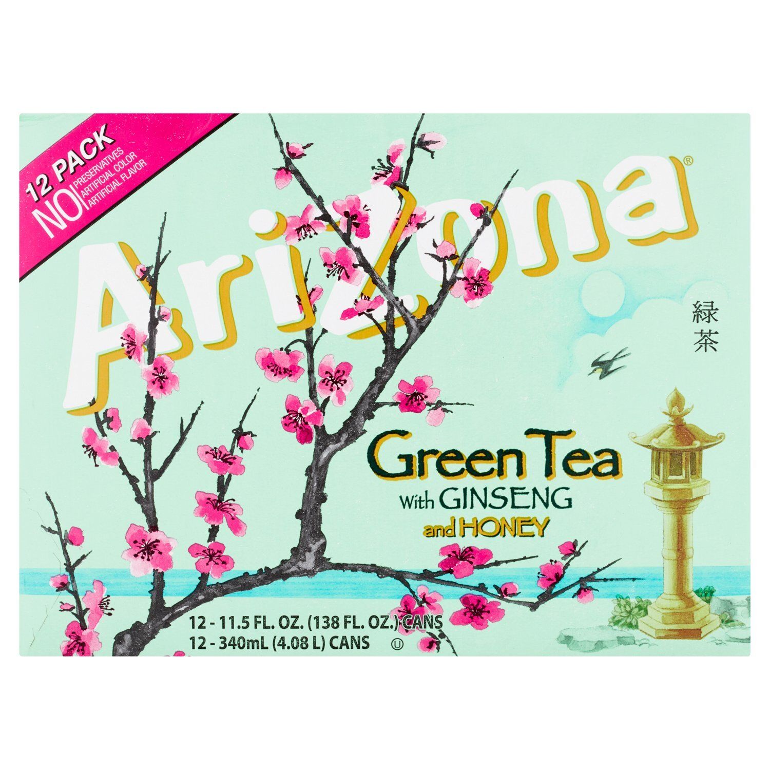 AriZona Green Tea with Ginseng and Honey, 11.5 fl oz, 12 count