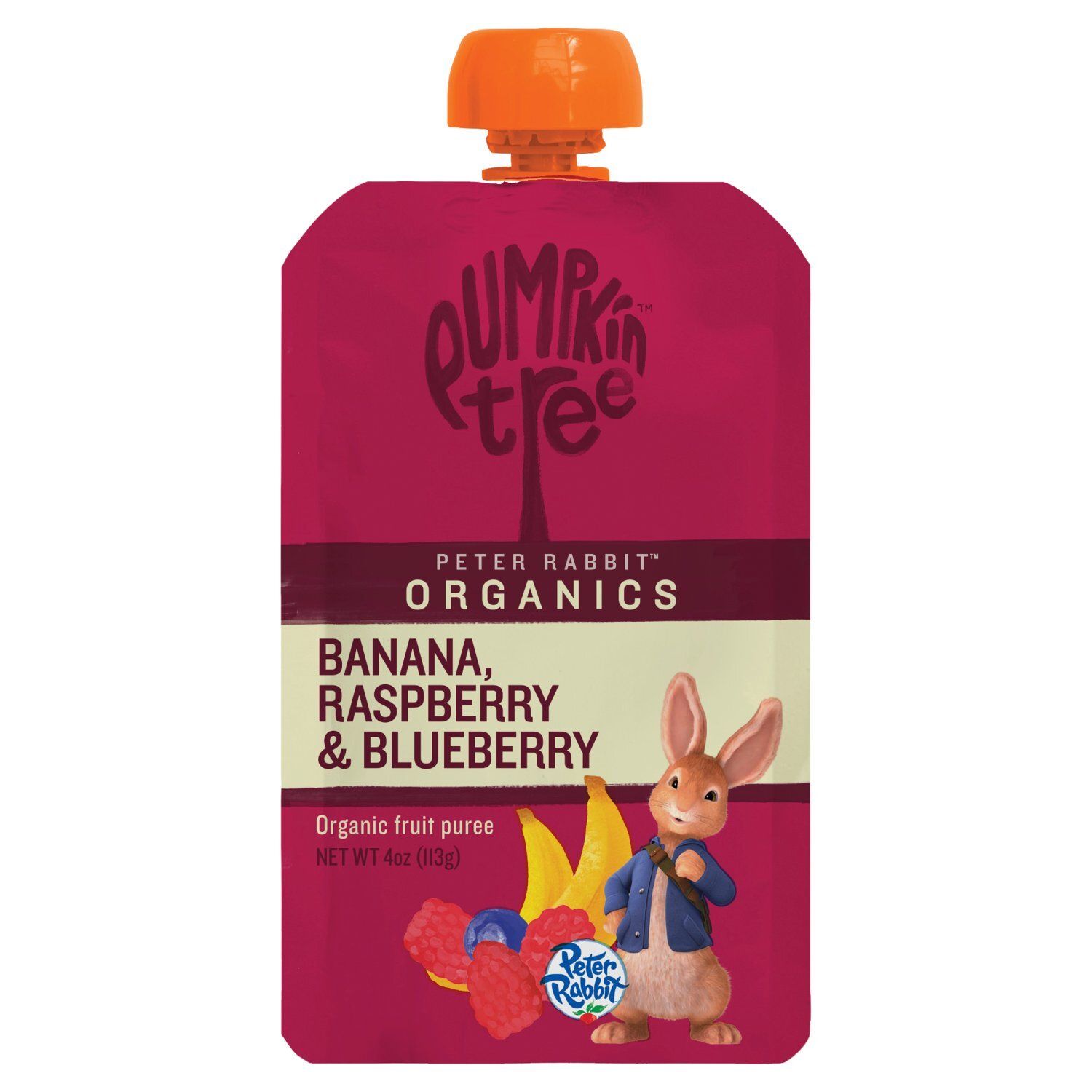 Pumpkin Tree Peter Rabbit Organics Banana, Raspberry &amp; Blueberry Organic Fruit Puree, 4 oz