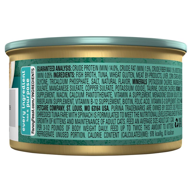Purina Fancy Feast Medleys Shredded Tuna Fare with Spinach in a Savory Broth Gourmet Cat Food, 3 oz