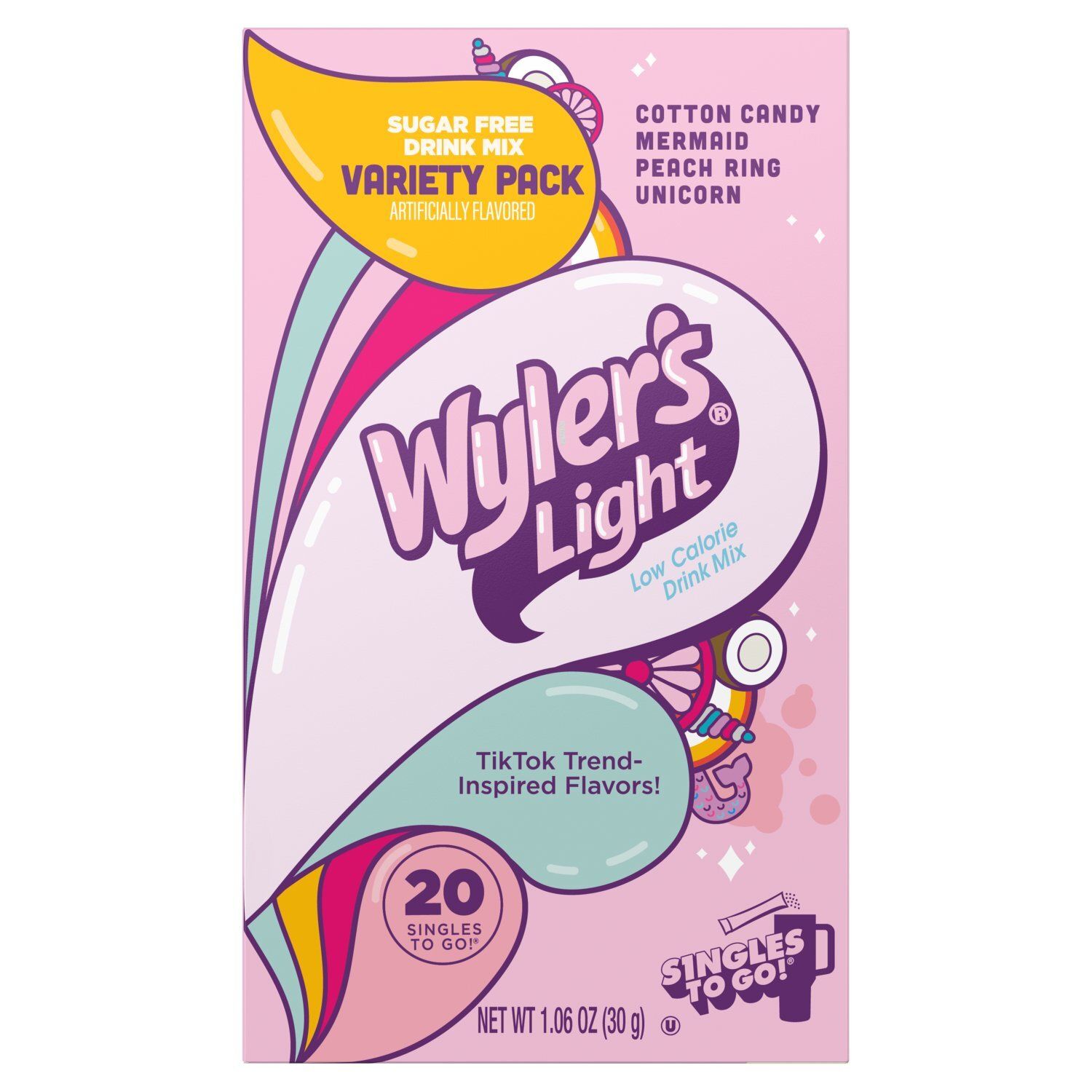 Wyler's Light Sugar Free Drink Mix Variety Pack, 20 count, 1.06 oz