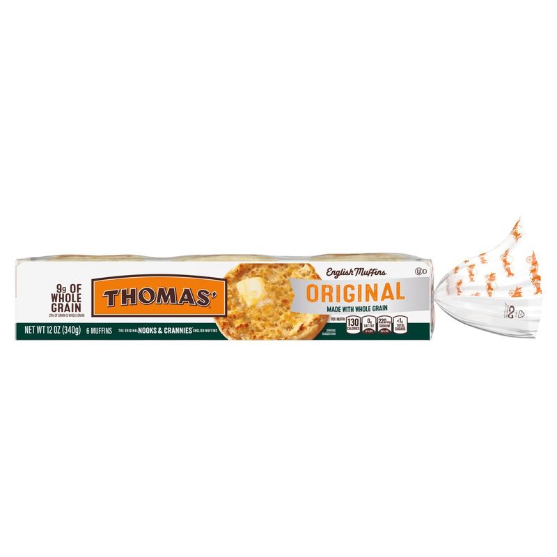 Thomas' Nooks &amp; Crannies Original English Muffins, 6 count, 12 oz