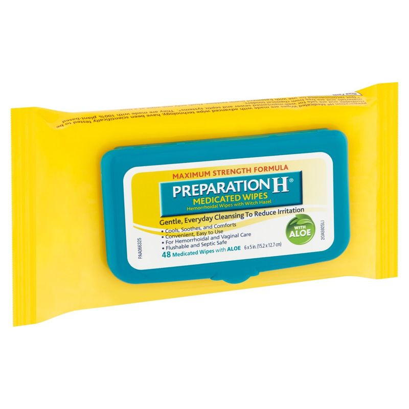 Preparation H Maximum Strength Formula Medicated Wipes, 48 count