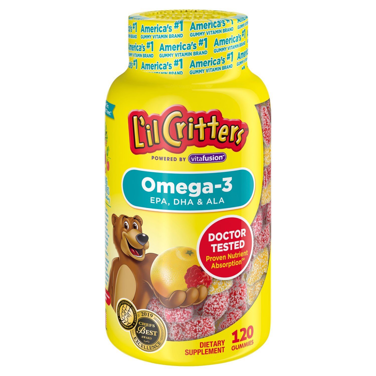 Vitafusion L'il Critters Omega-3 EPA, DHA &amp; ALA Gummies Dietary Supplement, 120 count