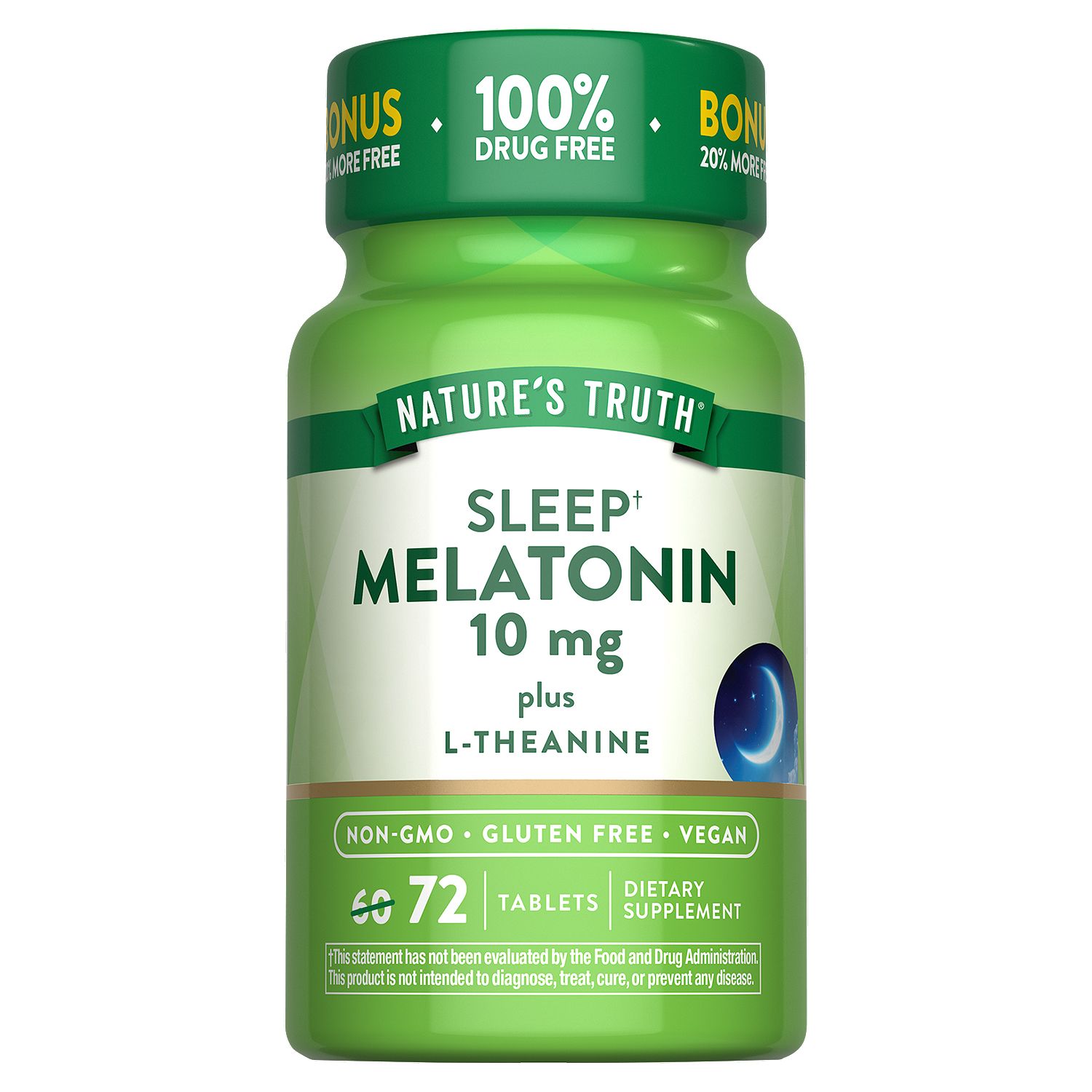Nature's Truth Melatonin Plus L-Theanine Dietary Supplement, 72 count