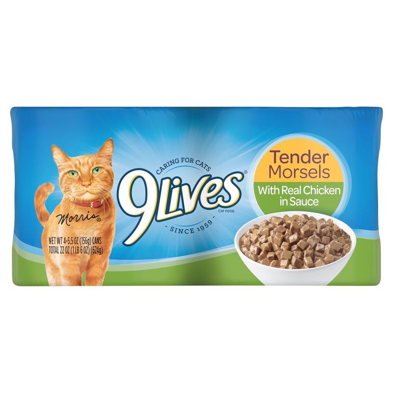 9Lives Tender Morsels with Real Chicken in Sauce Cat Food, 5.5 oz, 4 count
