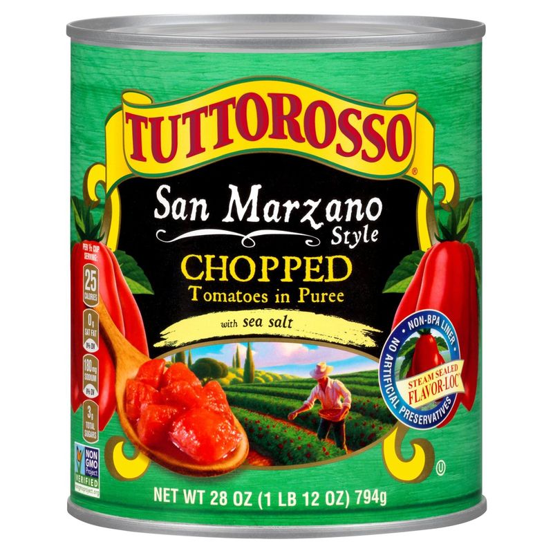 Tutiorosso San Marzano Style Chopped Tomatoes in Puree with Sea Salt, 28 oz