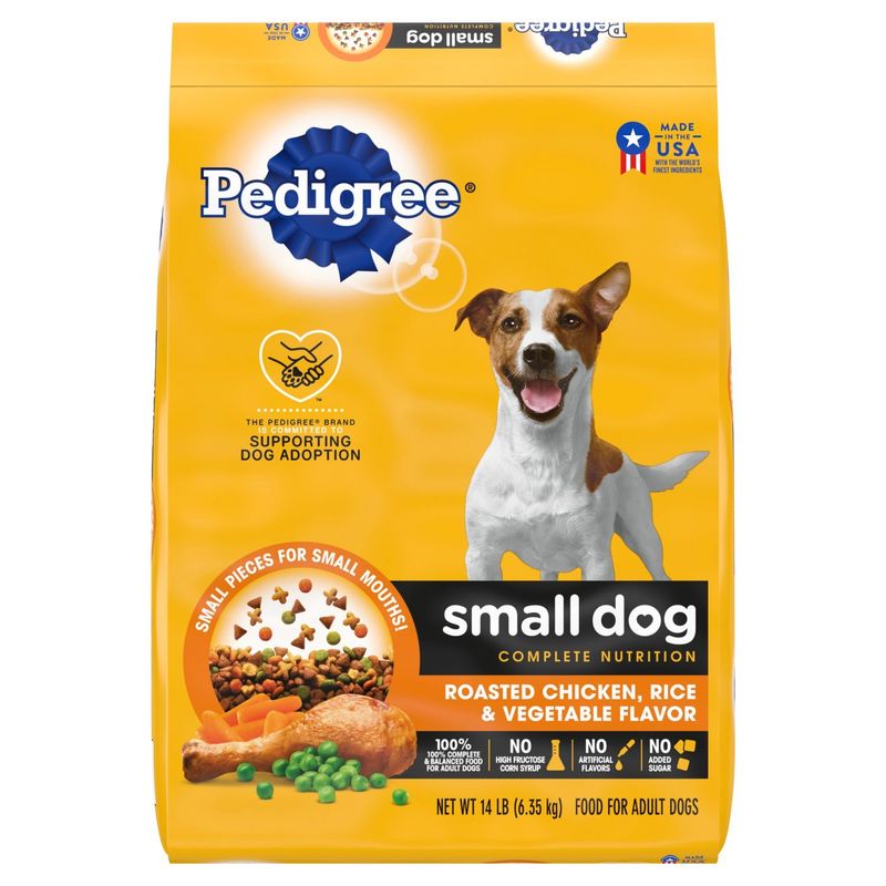Pedigree Small Dog Complete Nutrition Roasted Chicken, Rice &amp; Vegetable Adult Dog Food, 16 lb