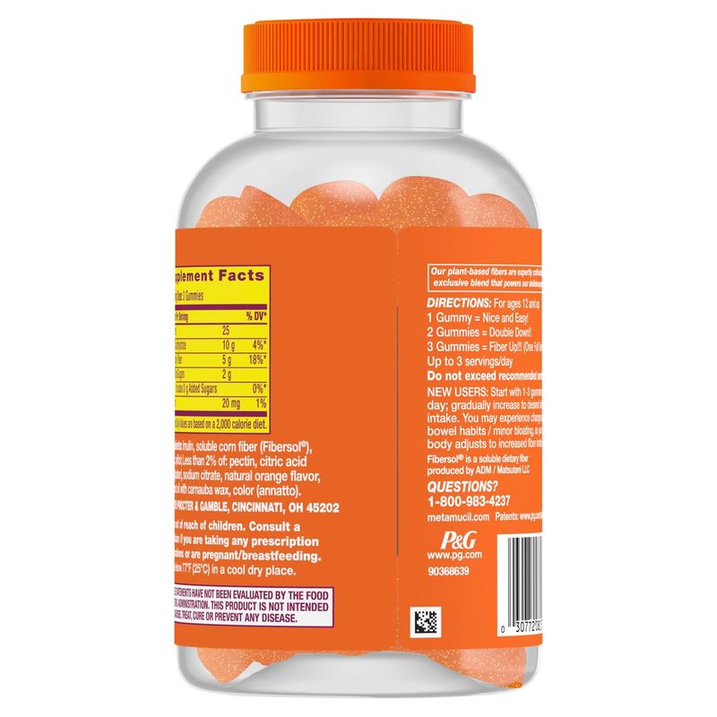 Meta Mucil Orange Flavored Gummies Fiber Supplement, 105 count