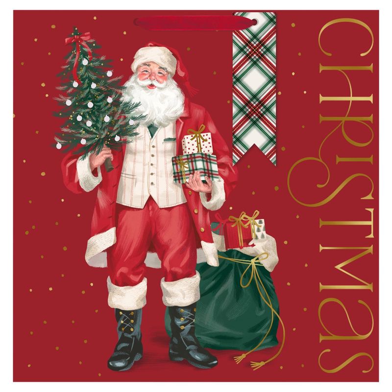 Hallmark 15" Extra-Deep Christmas Gift Bag (Smiling Santa)