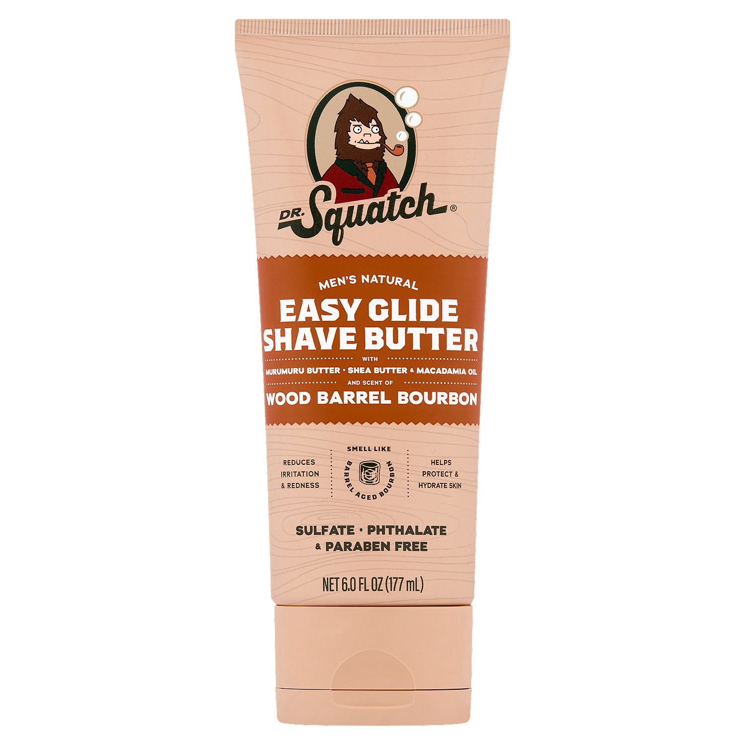 Dr. Squatch Wood Barrel Bourbon Men's Natural Easy Glide Shave Butter, 6.0 fl oz