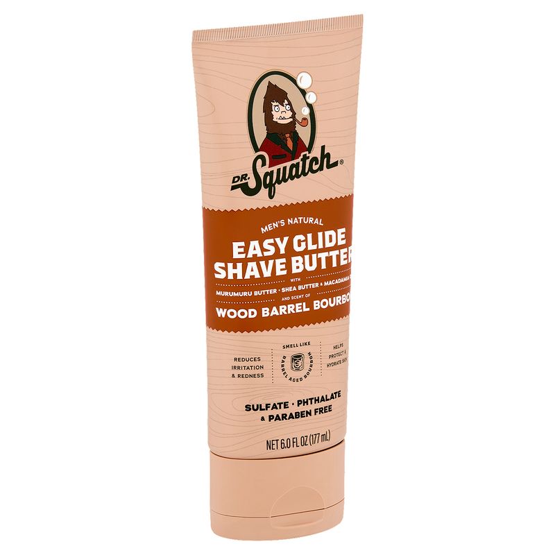Dr. Squatch Wood Barrel Bourbon Men's Natural Easy Glide Shave Butter, 6.0 fl oz