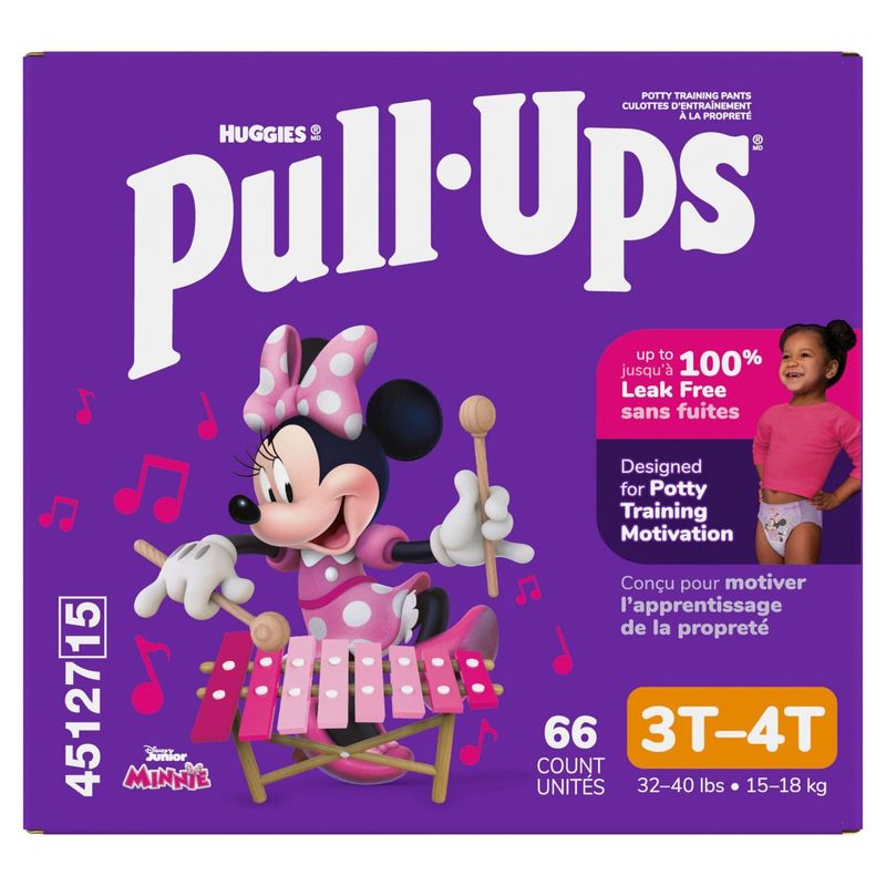 Huggies Pull-Ups Disney Junior Minnie Potty Training Pants, Size 3T-4T, 32-40 lbs, 66 count