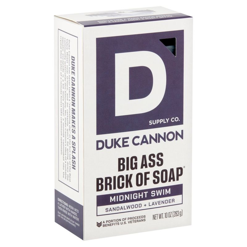 Duke Cannon Supply Co. Sandalwood + Lavender Midnight Swim Big Ass Brick of Soap, 10 oz