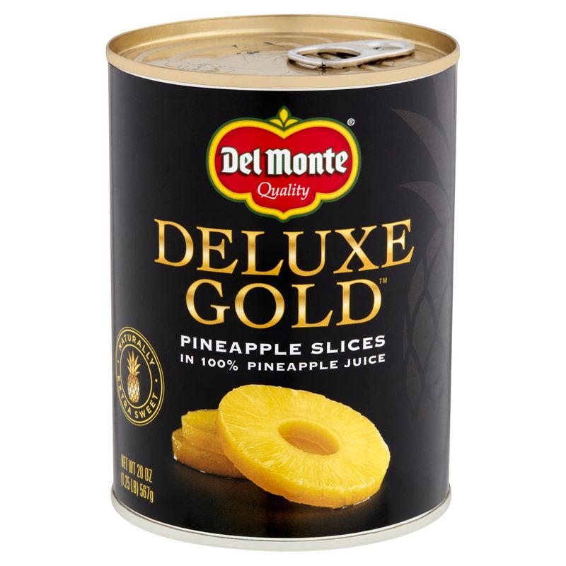 Del Monte Deluxe Gold Pineapple Slices in 100% Pineapple Juice, 20 oz