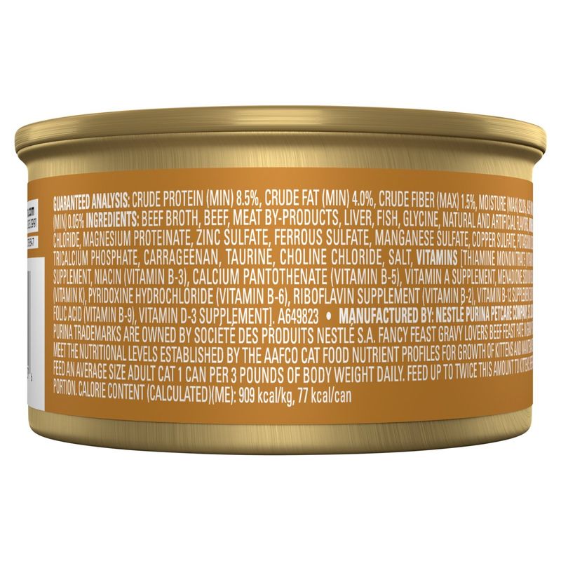 Purina Fancy Feast Beef Feast in Gravy Paté Gourmet Cat Food, 3 oz