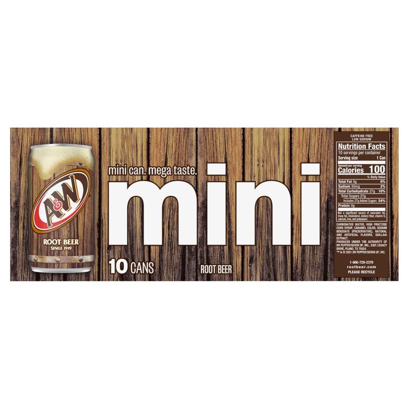 A&amp;W Mini Root Beer, 7.5 fl oz, 10 count