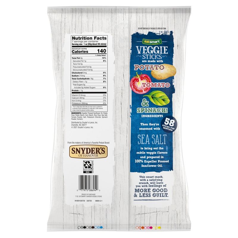 Eatsmart Snacks Sea Salt Veggie Sticks, 7 oz