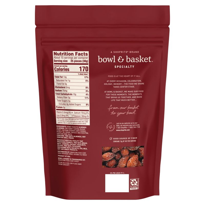 Bowl &amp; Basket Specialty Honey Roasted Almonds, 16 oz