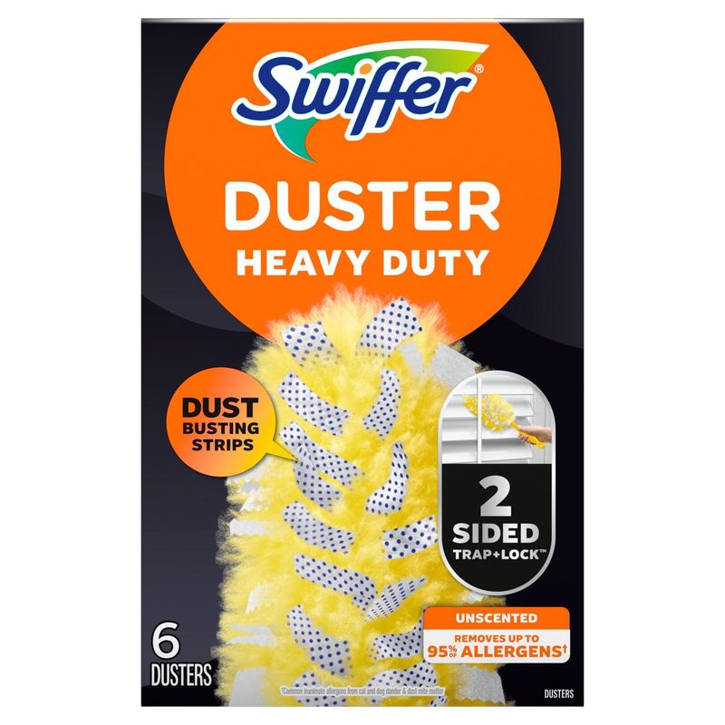 Swiffer Dusters Heavy Duty Multi-Surface Duster Refills for Cleaning, Unscented, 6 Count