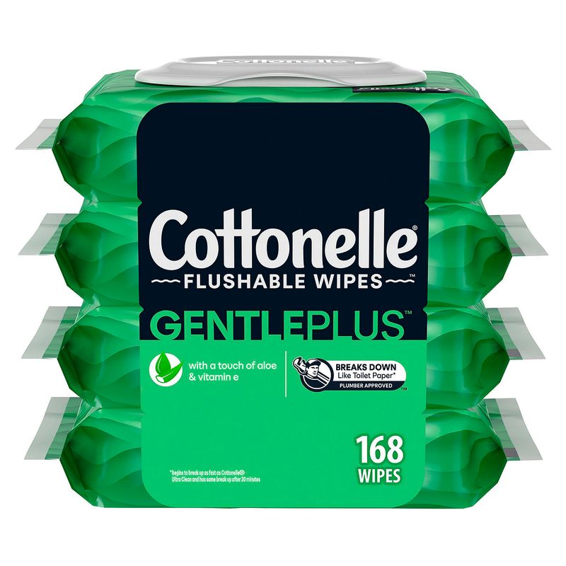 Cottonelle GentlePlus Hypoallergenic Flushable Wipes, 42 count, 4 packs