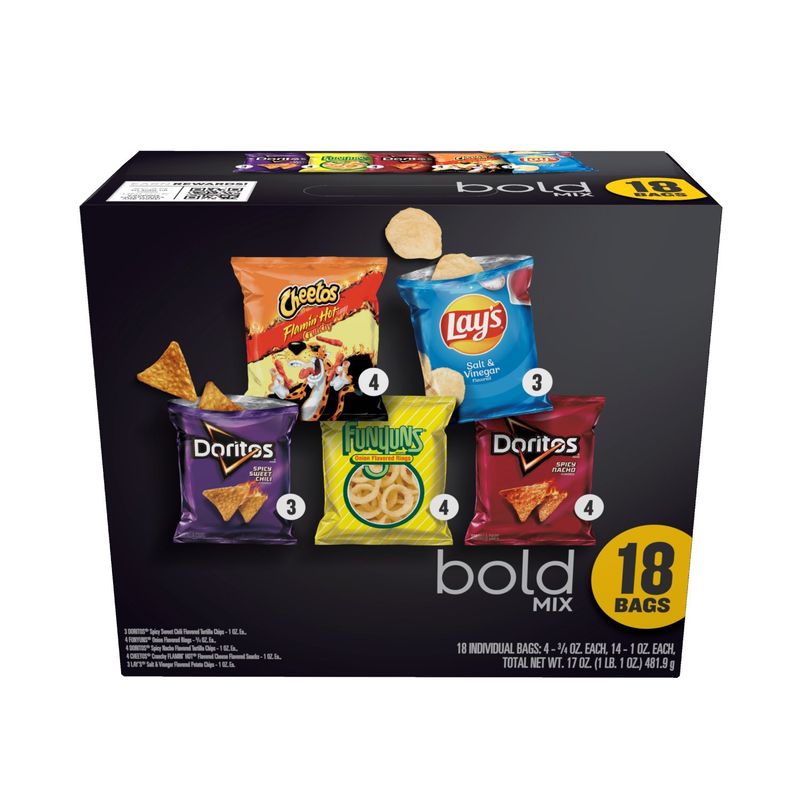 Frito Lay Snacks Bold Mix Variety Pack, 17 Oz X 18 Count