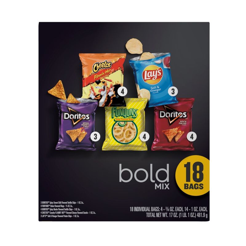 Frito Lay Snacks Bold Mix Variety Pack, 17 Oz X 18 Count