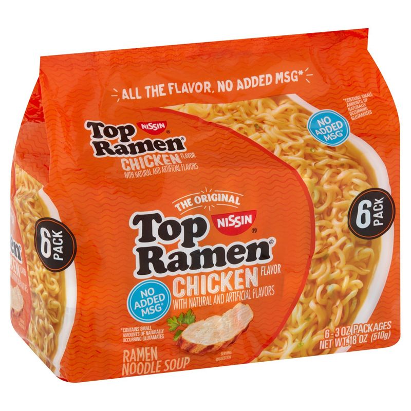 Nissin Top Ramen The Original Chicken Flavor Ramen Noodle Soup, 18 oz, 6 count