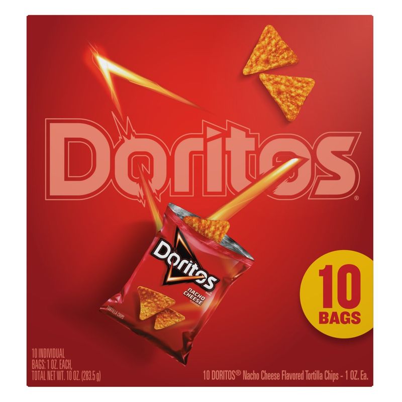 Doritos Tortilla Chips Nacho Cheese Flavored 1 Oz, 10 Count