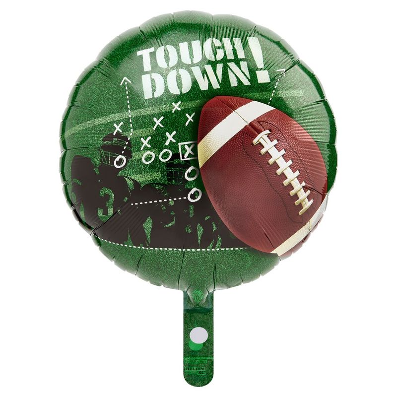 Touch Down! Football Standard Round Decorative Balloon, 17 in, 1 count