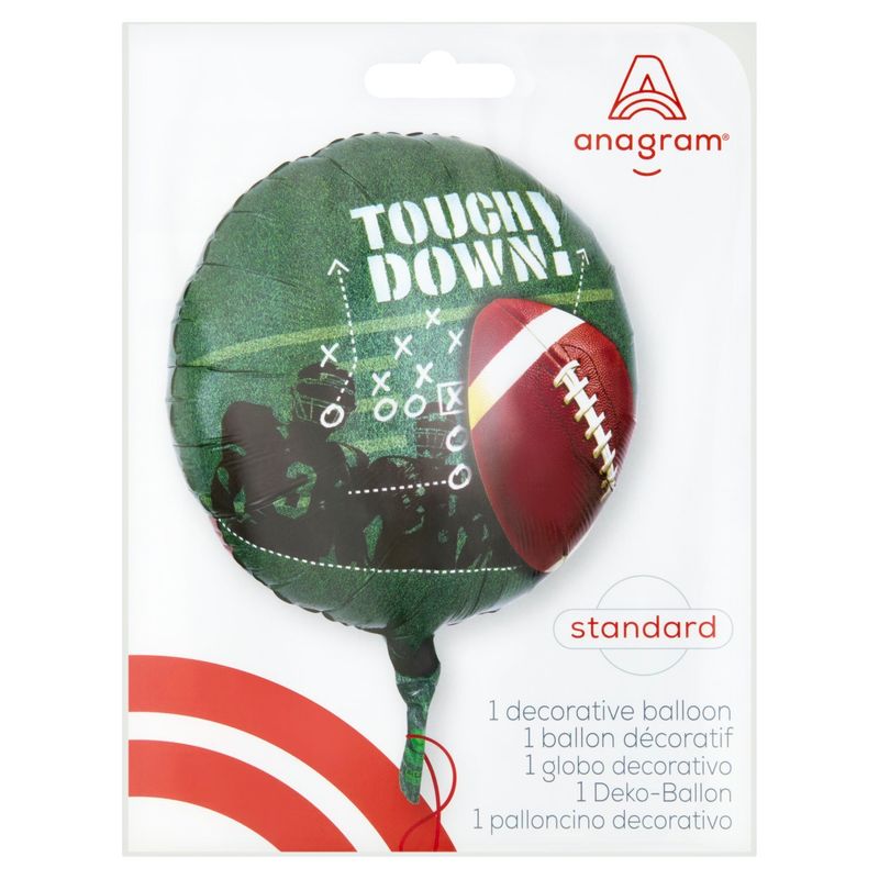 Touch Down! Football Standard Round Decorative Balloon, 17 in, 1 count