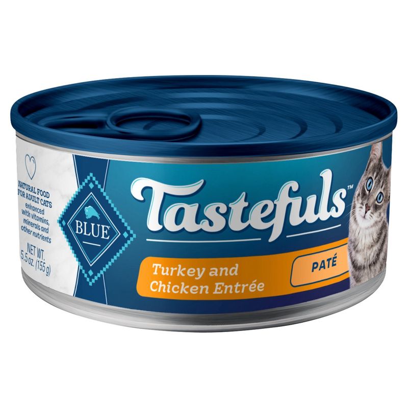 Blue Buffalo Tastefuls Natural Pate Wet Cat Food, Turkey &amp; Chicken Entrée 5.5-oz Can