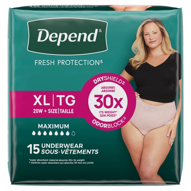 Depend Fresh Protection Maximum Underwear, Size XL, 15 count