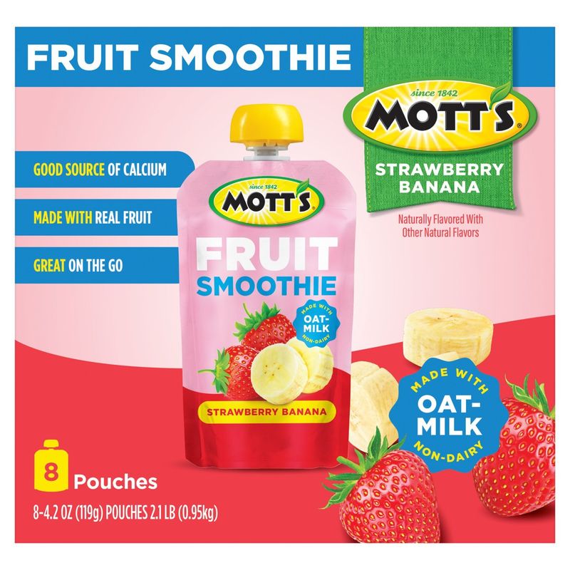 Mott's Strawbeery Banana Fruit Smoothie, 4.2 oz, 8 count