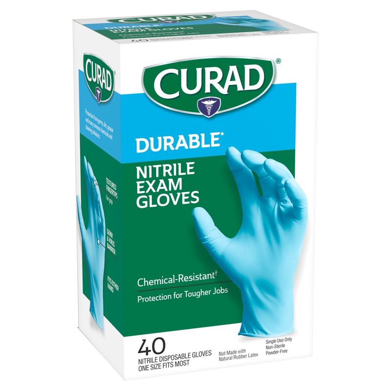 Curad Durable Nitrile Exam Gloves, 40 count