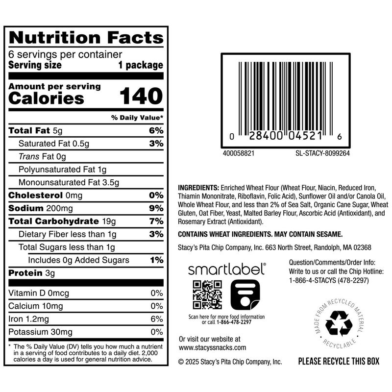 Stacy's Baked Pita Chips Sea Salt 1 Oz, 6 Count