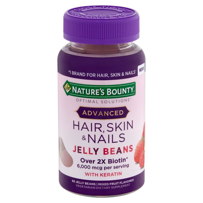 Nature's Bounty Advanced Hair, Skin &amp; Nails Jelly Beans Vegetarian Dietary Supplement, 80 count